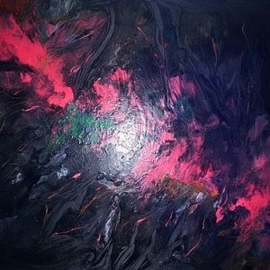 Large abstract acrylic paint on wood